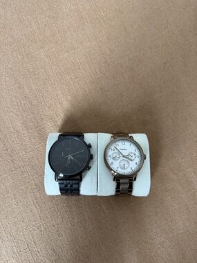 Fossil Dual-Pack: Black and Rose Gold Men's Wrist Watches